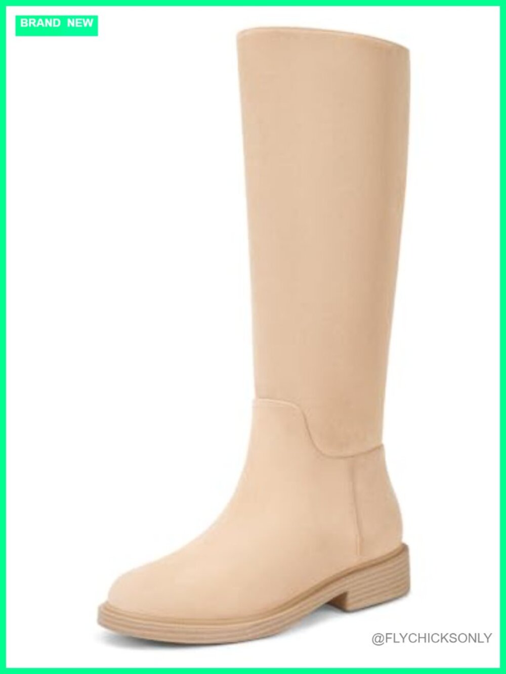Womens Knee High Boots Chunky Low Heel Zip Riding Tall Faux Suede Boots